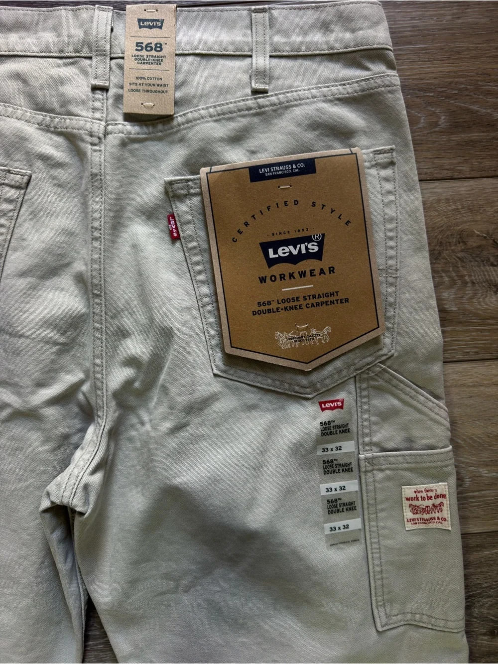 Levi's 568 Loose Carpenter Double Knee Pants Gray Men's  (33x32) NWT